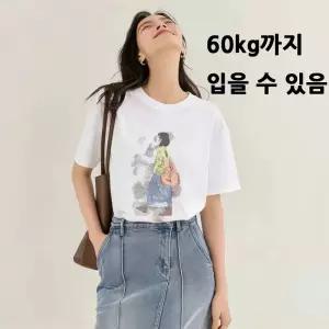 여성 그래픽티 오버핏 여름 감성일러스트 심플스타일 데일리 순면상의