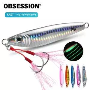 OBSESSION J2 쇼어 드래그 캐스트 슬로우 지깅 곡선 스푼 마이크로 지그 낚시 미끼 인공 바닷물 농어 14g