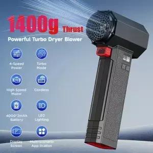 휴대용 제트 선풍기 강력한 브러시리스 모터 초강력 먼지 송풍기 청소 도구 4000mAh 4kg 추력
