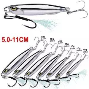 1개 메탈 지그 스푼 10g-15g-20g-30g-40g-60g-80g 쇼어 캐스팅 낚시 미끼 트롤링 드래그 캐스트 배스 인조