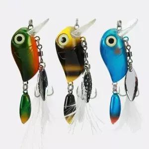 Micro Tappy Fishing Lures 크랭크 플로팅 워 블러 혀 플레이트 낚시 스피너 스푼 깃털 포함 베이스 트로트