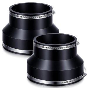 Maasechs 2팩 20 3cm 8인치 에서 고무 감속기 15 유연한 주철 6인치 스테인리스 파이프 플라스틱 PVC 리드용 2cm 클램프가 스틸 있는 커플링