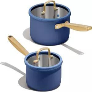 CAROTE 1.5QT 및 스테인리스 냄비 세트 뚜껑이 있는 트리플 플라이 작은 주방 우유 오븐 안전 모든 스토브