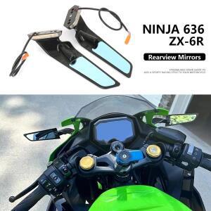 가와사키 닌자 636 ZX-6R ZX 6R 2019-2025 바이크 오토바이 백미러 윈드 윙 조절 가능 LED 라이트로 회전