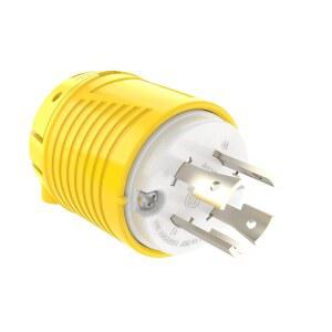 RVGUARD NEMA L14-30P 발전기 플러그 커넥터 30암페어 AC 125V/250V 3극-4선 트위스트 잠금 옐로우 화이트 구리 핀 7500와트 ETL