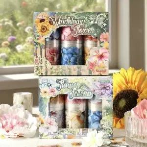 6 롤/박스 PET 소재 스티커 다양한 꽃 식물 패턴 DIY 스크랩북 사진 앨범 장식 재료