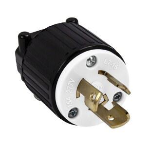에너라이트 NEMA L7-15P 발전기용 잠금 플러그 커넥터 트위스트 남성 15AMP 277볼트 2극 3와이어 접지 산업용 중장비 UL 목록 66481-BK 블랙