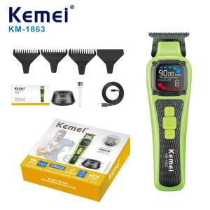Kemei KM1863 헤어 트리머 전문 클리퍼 전기 충전식 이발사 0mm 제로 갭 조각 절단기