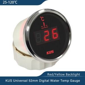 Tus 디지털 수온 온도 게이지 미터 25-120 도 백라이트 포함 12V/24V 52MM(2 