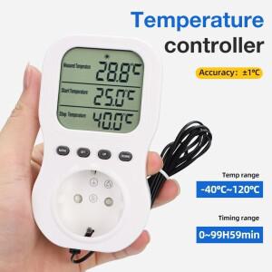 스마트 온도 조절기 LCD 디지털 타이머 소켓 다기능 스위치 난방 냉방 아울렛 NTC 센서 포함