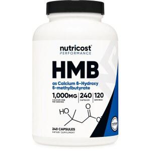 뉴트리코스트 HMB(베타- 베타-메틸부티레이트) 1000mg(240캡슐) - 캡슐당 500mg, 120인분 글루텐 프리 및 비-GMO