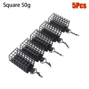 5Pcs 라운드 스퀘어 낚시 피더 케이지 도구 20g60g 미끼 스테인레스 스틸 휴대용 트랩 바구니