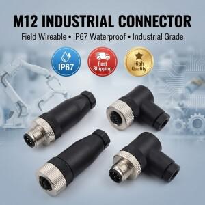 1피스 M12 12MM 센서 커넥터 직선형 남성 여성 방수 나사산 플러그 커플링 4 5 8 핀 PG7