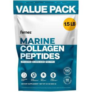 여성 남성용 Fernes 마린 콜라겐 펩타이드 (1.5LB) 생선 타입 I 무향 & 무취 이지믹스 가수분해 단백질 모발 피부 및 네일 지원 글루텐 프리 비-GMO 케토 팔레오 코셔