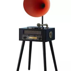 유럽 복고풍 레코드 다크그린 축음기 플레이어 재즈바