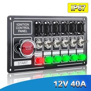 새차 12V 레이싱 스위치 패널 레이스카 점화 액세서리 엔진 시동 6개 표시등 퓨즈 토글 퀵 오프
