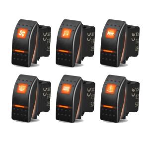 12V 24V 마린 로커 스위치 앰버 라이트 ON OFF/ (ON)OFF(ON) / (ON) (캔암 폴라리스 RZR XP 매버릭 X3 용)