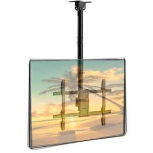 43-86 화면용 천장 TV 마운트, 높이 조절 가능한 폴이 있는 걸이식 브래킷, 대부분의 LCD LED OLED 4K 지원, 최대 132파운드, VESA 600x400mm, 블랙