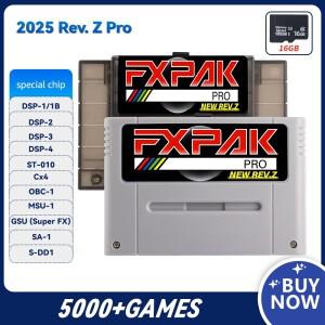 최신 FXPAK Rev. Z 버전 프로 1200 in 1 SNES 16비트 비디오 게임 콘솔용 16G 카드 선물 포함 사이클론 칩