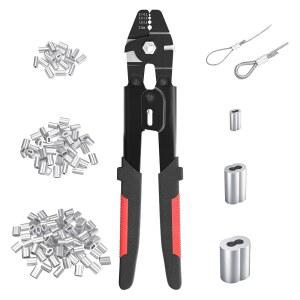 1.2MM 1.5MM 2MM 와이어 로프 슬리브가 있는 MOSTANTU 181PCS 압착 도구 낚시줄 최대 2.2MM 3/32인치