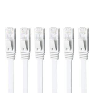 Yauhody CAT 6 이더넷 케이블 1.5m(5피트) 구리 화이트, LAN RJ45 CAT6 라우터, 스너그리스 화이트) 컴퓨터용 플랫 6팩, 고속 베어 인터넷 기가비트 네트워크 모뎀, 6팩 (1.5m(5피트), 코드, 솔리드 패치 커넥터,
