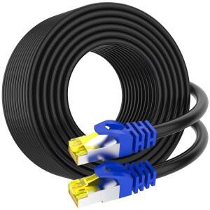 AoforzTech Cat 8 이더넷 케이블 3.5m(125피트), - 방수(블랙) 인터넷 40Gbps 튼튼한 LAN 실외 케이블, RJ45 /FTP 코드, S 실내 네트워크 26AWG 패치 고속 및 2000Mhz 커넥터,