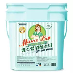 맘스럽 워싱소다 버킷 5kg 천연가루세제 세탁보조 주방청소 프리미엄가루세제