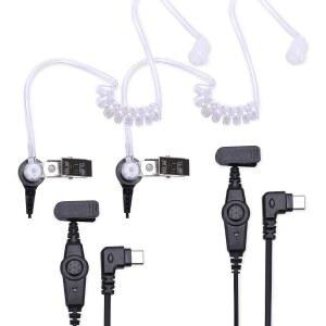 푸시 투 토크 마이크가 장착된 2팩 투명 어쿠스틱 튜브 이어피스, 글로벌 Ptt PoC 라디오 G9 G6 Plus G8Plus, G500, K300 5288 플러스 무전기, USB 타입 C 감시 헤드셋(USB-C)과 호환됩니다