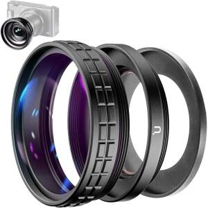 ULANZI 크리에이티브 ZV-1 광각 / 매크로 추가 렌즈 52MM 직경 소니 카메라 전용 강력한 접착식 백 어댑터 링 마운트가 있는 2 IN 1 부착 WL-1