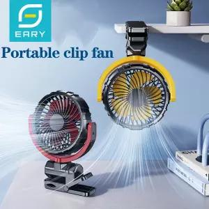 Eary 휴대용 자동차 클립 팬 배터리 작동 3 속도 바람 900 회전 책상 캠핑 유모차 팬에 대 한 조용한 작은