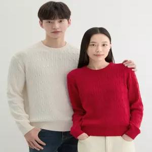 게스 NP3SE601 그래픽 니트 스웨터 [ON] 3color 유니 꽈배기 라운드 스?티