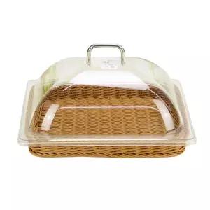 등나무 아크릴 베이커리 덮개 손잡이 라탄 투명 철재