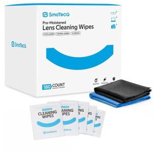 안경용 SMOTECQ 렌즈 물티슈 180개의 개별 포장 안경 청소 물티슈와 2개의 마이크로파이버 천으로 연속적인 마감을 제공하며 코팅 스크린 및 카메라 렌즈에 안전합니다
