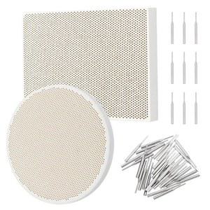 OLYCRAFT 2PCS 벌집 세라믹 납땜 보드 직사각형 원형 패널 주얼리 제작 도구 세트 20PC 스테인리스 스틸 바늘로 주조 금 납땜을 녹입니다