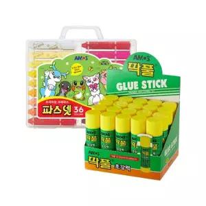 아모스 준비물은 미리미리 파스넷 크레파스 2개 + 딱풀 25g 20개입)