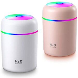 쿨 미스트 휴대용 미니 2개, 300ml, 2가지 모드가 있는 조용한 USB 개인용 데스크톱 , 침실용 자동 차단(핑크, 화이트)