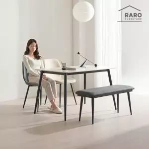 라로퍼니처 포르보 1250 연그레이 포세린 통 세라믹 4인 식탁 세트(식탁+의자2+벤치1)