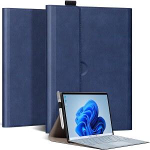 FTSOLSOH FOR MICROSOFT SURFACE PRO 12인치 케이스 1판 (2025) 타입 커버 키보드 및 연필 홀더와 호환되는 가죽 보호 쉘 커버.BLUE