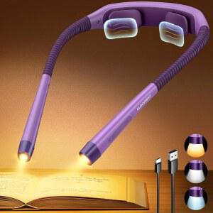 글로센트 인체공학적 독서등, 1600mAh 충전식 100시간 도서등 - 3가지 색상 및 5가지 밝기, 타이머가 있는 목등, 수면 보조 여행 잠금 장치, 독서, 뜨개질 공예에 완벽합니다