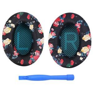 BOSE QUIETCOMFORT 35 (QC35) 및 II (QC35 II) 오버이어 헤드폰용 교체 이어 패드: MMOBIEL U2013 메모리 폼 쿠션 소음 차단 (플라워 프린트)