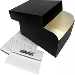 12개의 무산 봉투가 있는 Lineco 4x6 사진 보관함 최대 1000개의 3.5인치 x 5인치 또는 4인치 6인치 카드