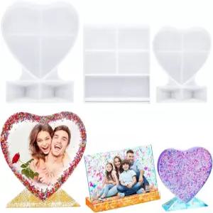 파텔라이 3피스 레진 액자 틀 하트 직사각형 에폭시 테이블 DIY 맞춤 결혼식 홈 데코 아트 공예