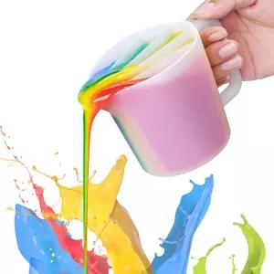 손잡이가 있는 레진 17OZ/500ML 분할 컵 5채널 페인트 붓기용 두껍고 간편한 깨끗한 아크릴 실리콘 재사용