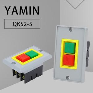 QKS2-5 On/Off 자동 잠금 푸시 버튼 스위치 3상 3P 380V AC 5A 녹색/빨간색 2 시동 벤치 드릴링 머신
