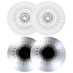 PATIKIL 실내/외 스쿠터 교체용 베어링이 장착된 80MM 인라인 스케이트 휠 4PCS LED 깜박임 롤러 90A PU 흰색