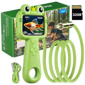 라이트 및 32GB SD 카드가 장착된 보어스코프 카메라 4 5 6 7 8 9 10세 소년 생일 선물용 STEM 과학 교육용 장난감 야외 캠핑 자연 탐험용 2.4인치 스크린이 스네이크 스코프
