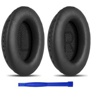 BOSE QUIETCOMFORT 35 II /45 (QC35 / QC45 QC35 II) 헤드폰용 T 테슬리 교체 이어패드 쿠션 'L 및 R' 레터링 QC25 QC15 QC2 사운드트루 사운드링크 이어패드(블랙) 포함