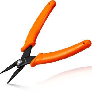 LEONTOOL 5인치 롱 노즈 플라이어 전문 뾰족한 트위저 1MM 직경 팁 미니 바늘 체인 플랫 매끄러운 턱 정밀 주얼리 제작 도구