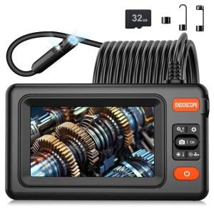 듀얼 렌즈 내시경 카메라 4.3인치 LCD 조절 가능한 LED 8개 16.4피트 반강성 케이블 및 하수구/배수구/파이프(블랙)용 1920P HD 보어스코프 포함