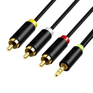 Hosyl 3.5mm ~ 3 RCA 오디오 비디오 케이블, 스마트폰용 5피트 양방향 AUX AV 코드, MP3, DVD 플레이어, TV, 프로젝터, 캠코더, 홈 시어터